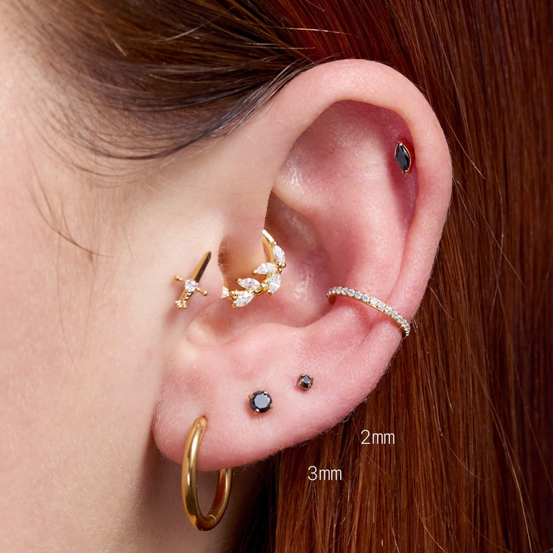 Black Simple CZ Piercing