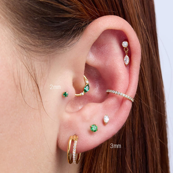 Green Simple CZ Piercing