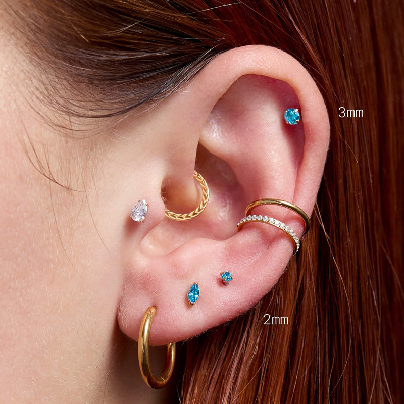 Light Blue Simple CZ Piercing