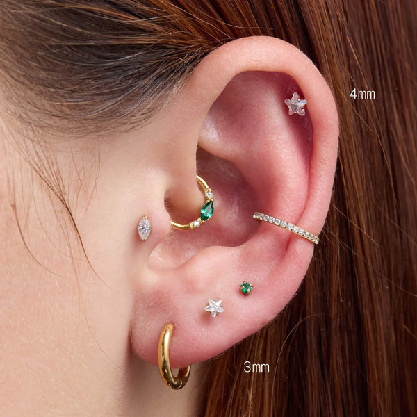 White Crystal Star Piercing