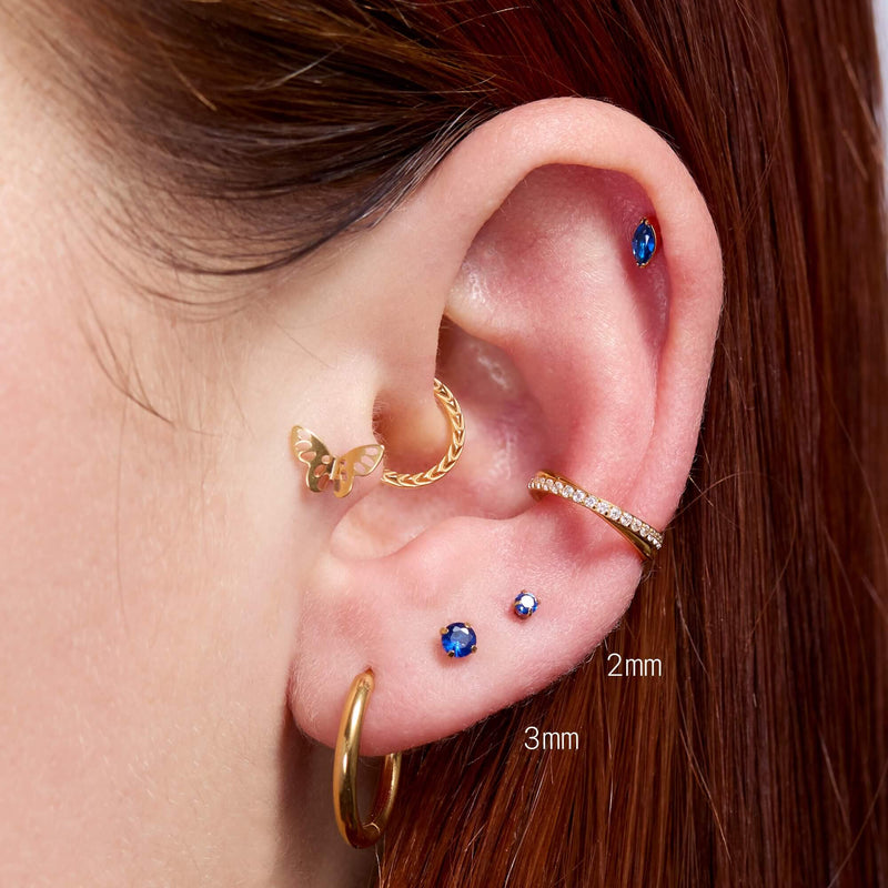 Navy Simple CZ Piercing