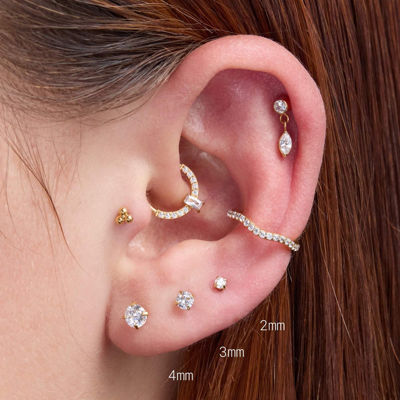 White Simple CZ Piercing