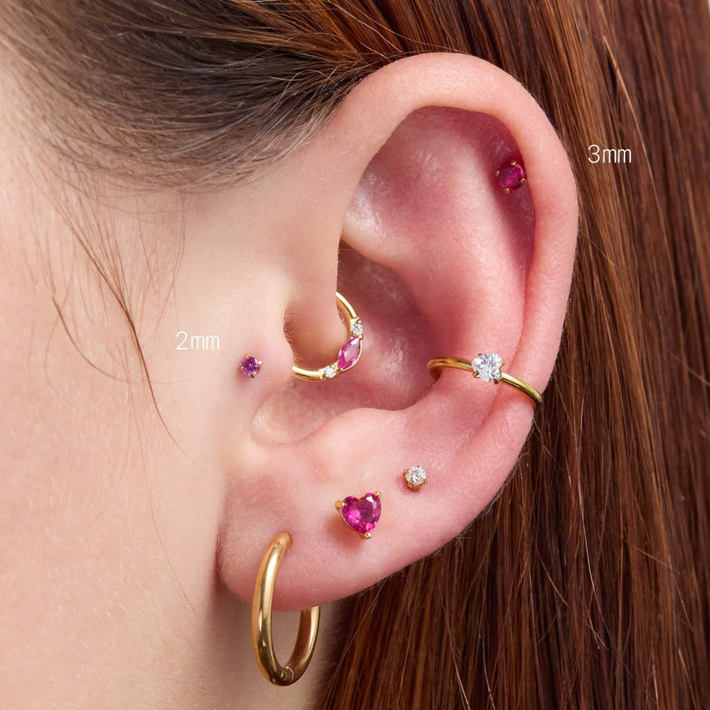 Fuschia Simple CZ Piercing