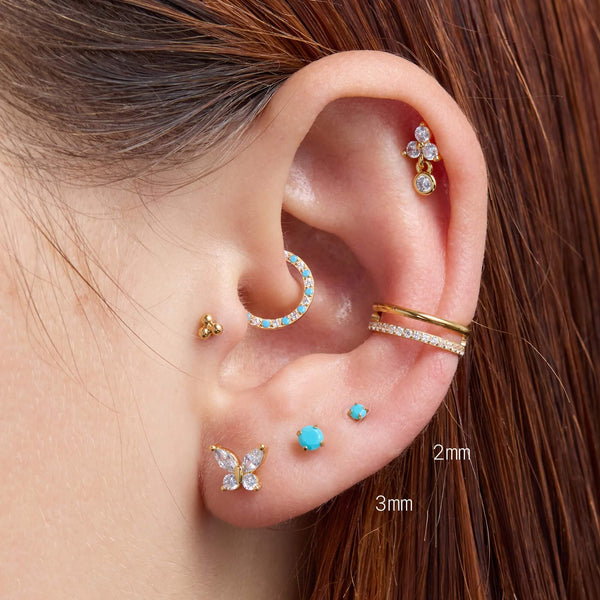 Turquoise Simple CZ Piercing