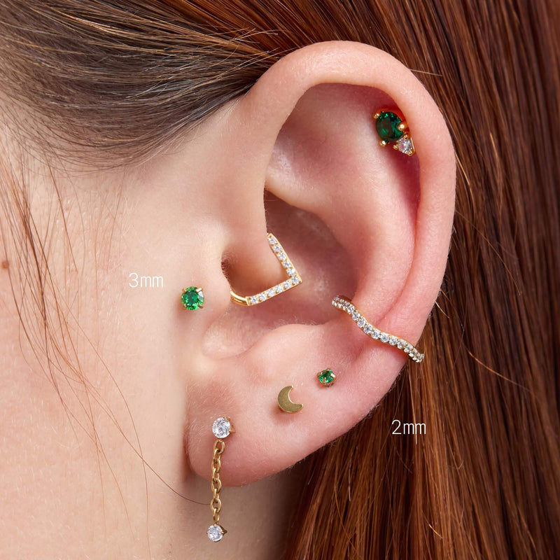 Green Simple CZ Piercing