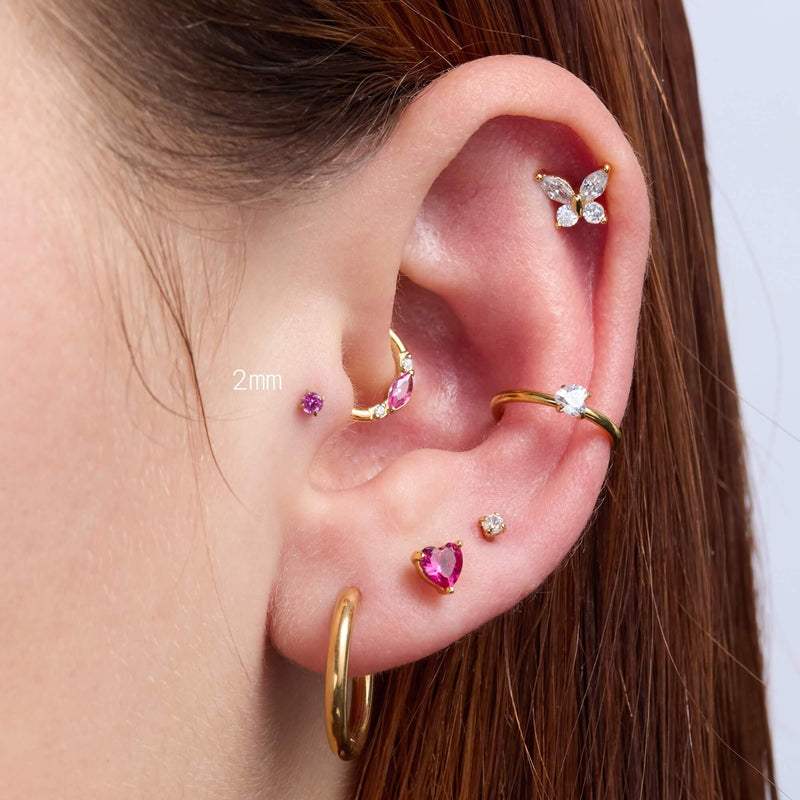 Fuschia Simple CZ Piercing