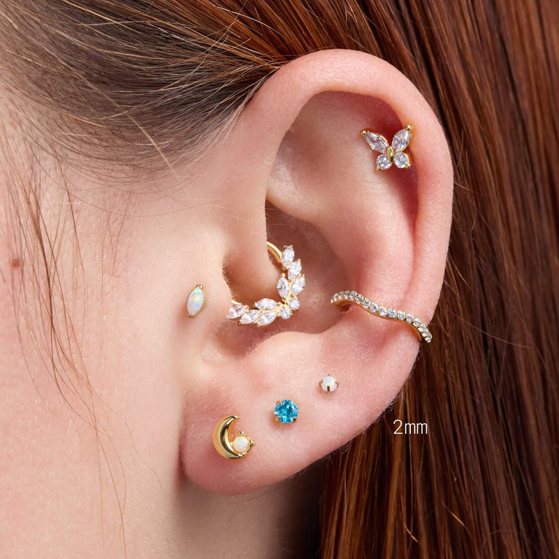 Simple White Opal Piercing