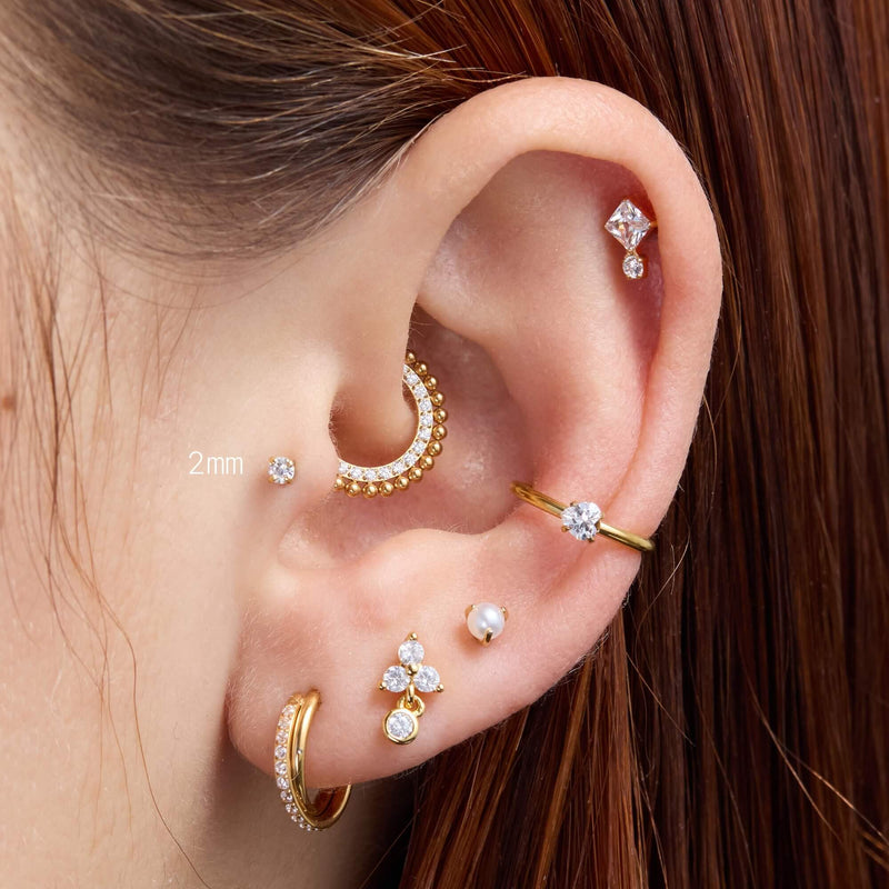 White Simple CZ Piercing