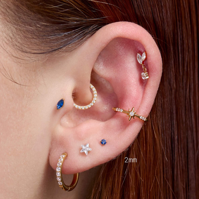 Navy Simple CZ Piercing