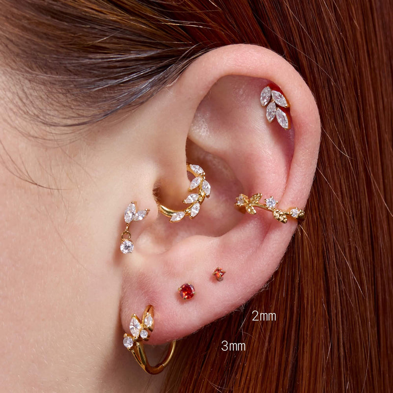 Red Simple CZ Piercing