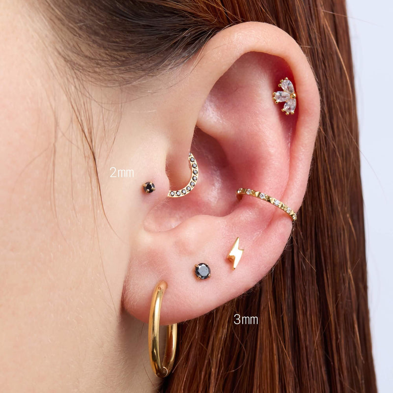 Black Simple CZ Piercing