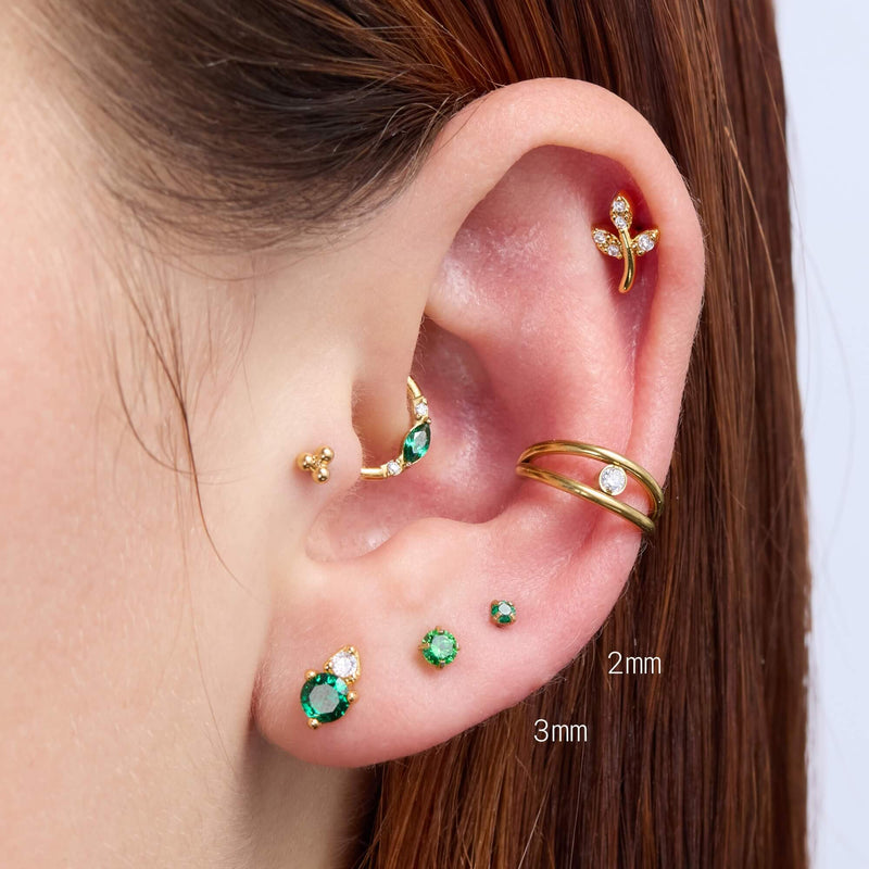 Green Simple CZ Piercing