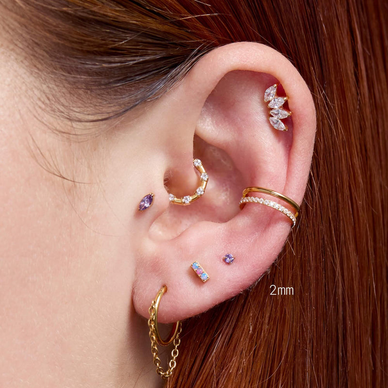 Purple Simple CZ Piercing