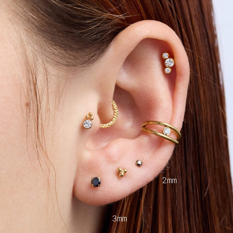 Black Simple CZ Piercing