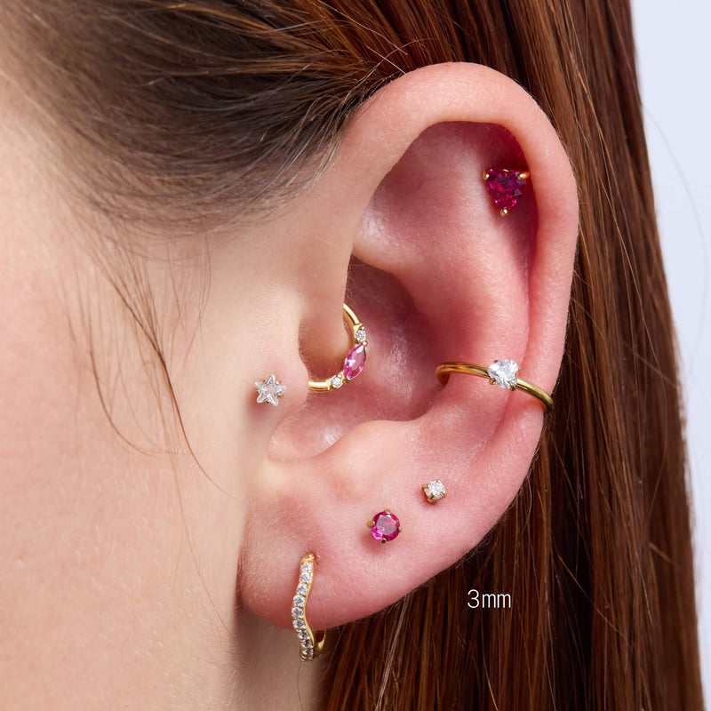 Fuschia Simple CZ Piercing