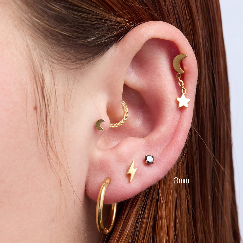 Black Simple CZ Piercing