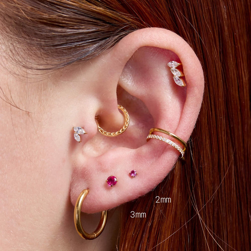 Fuschia Simple CZ Piercing