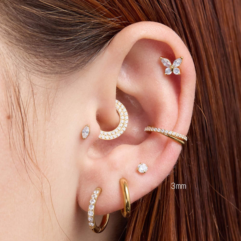 White Simple CZ Piercing