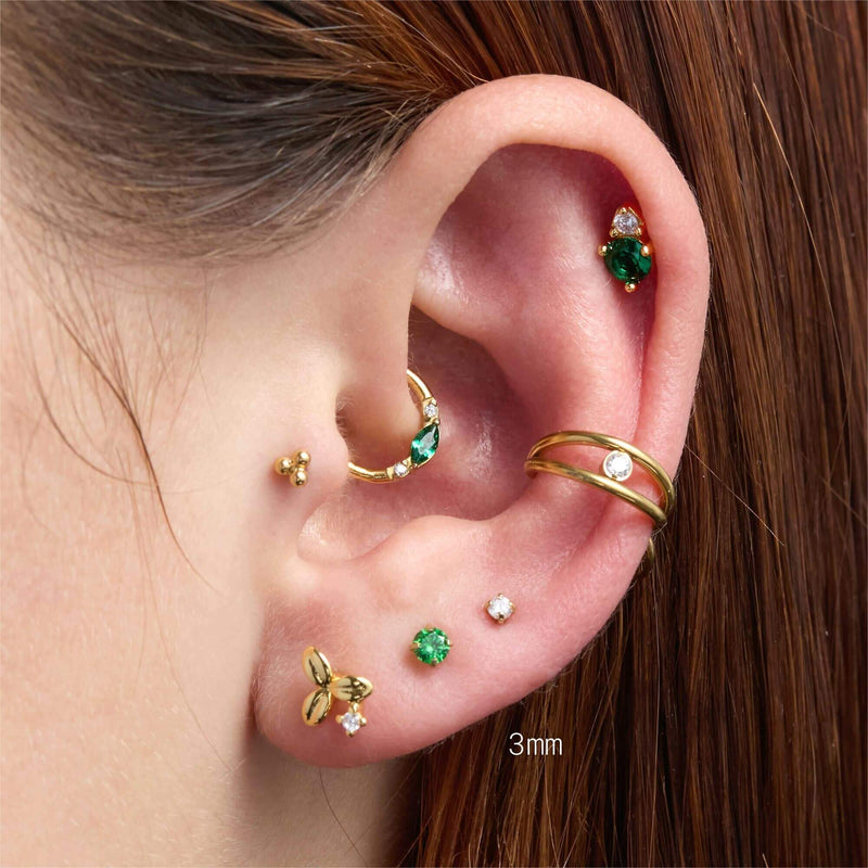 Green Simple CZ Piercing