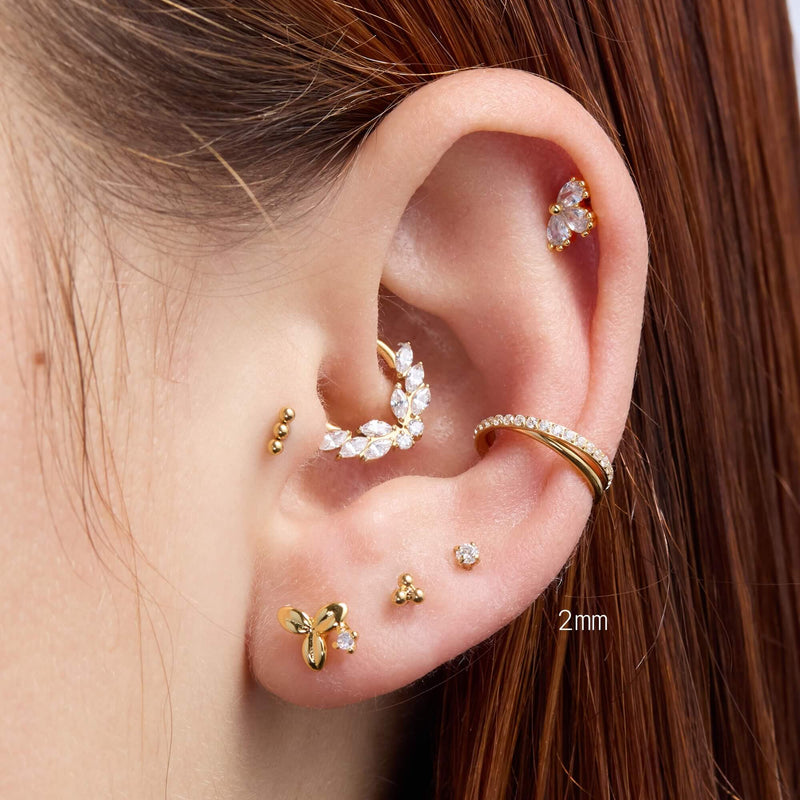 White Simple CZ Piercing