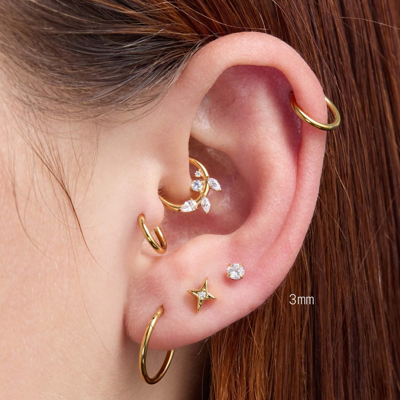 14K Simple CZ Stud Earrings