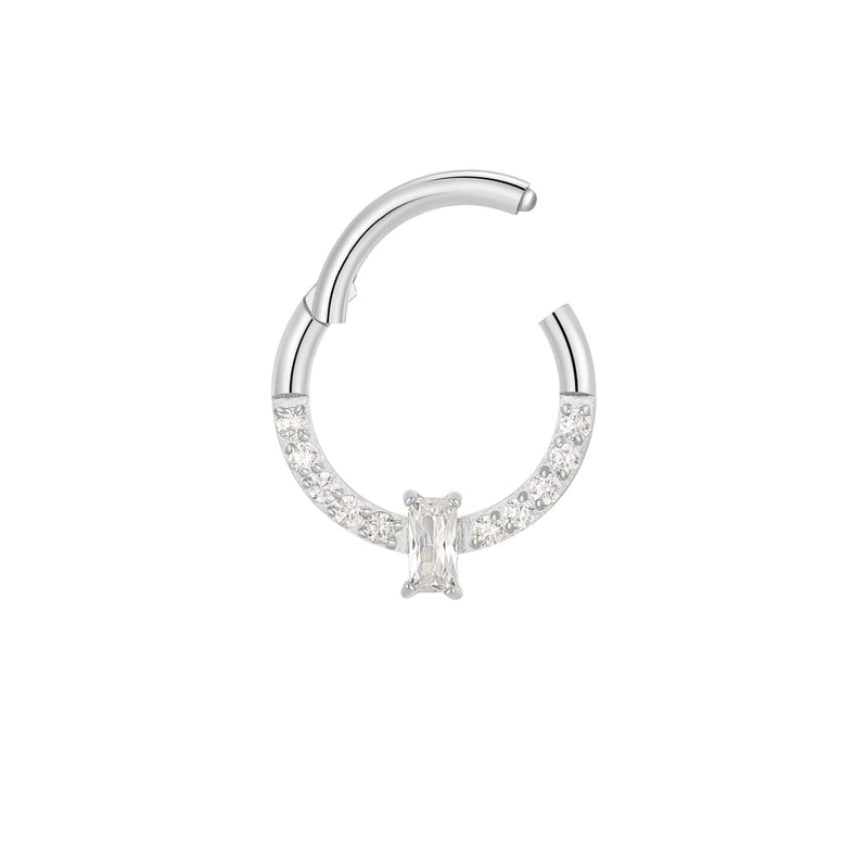 White Baguette CZ Pavé Clicker (16G)