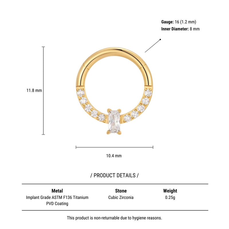 White Baguette CZ Pavé Clicker (16G)