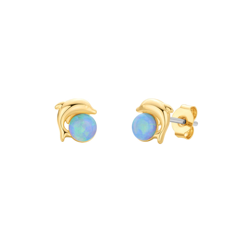 Blue Opal Dolphin Earrings