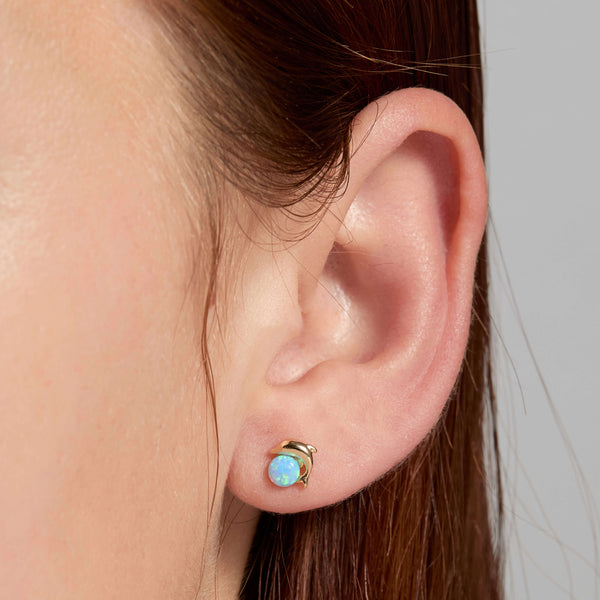 Blue Opal Dolphin Earrings