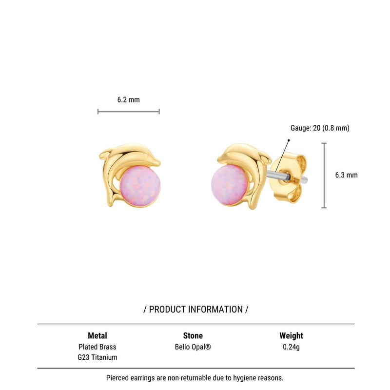 Pink Opal Dolphin Earrings