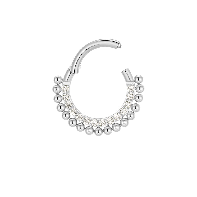 White CZ Pavé with Balls Clicker (16G)