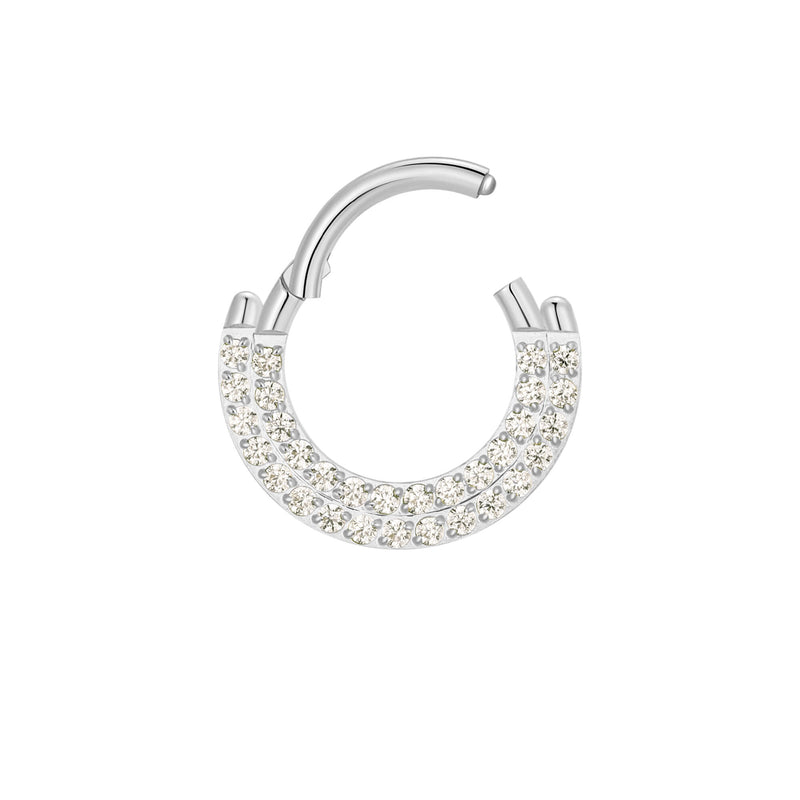 Two Rows White CZ Pavé Clicker (16G)