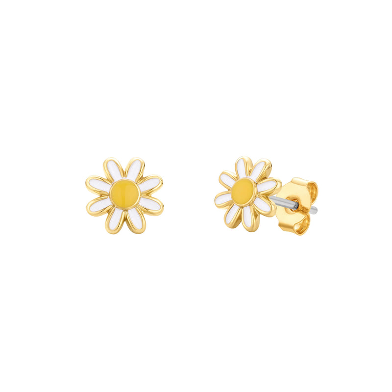 White Enamel Daisy Earrings