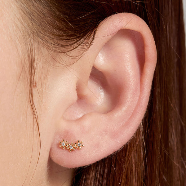 Dainty Flower Crawler Earrings