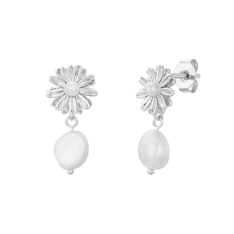 Pearl Drop Daisy Earrings