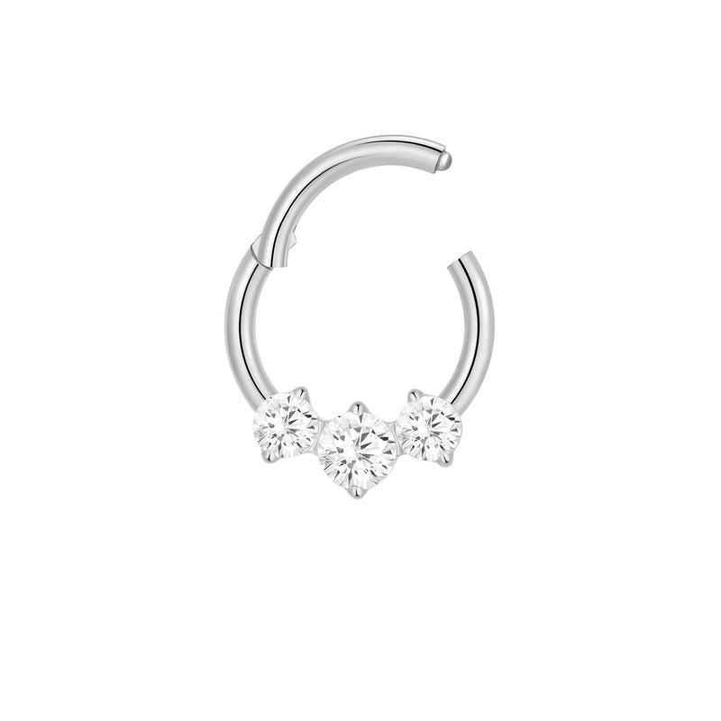 3 Prong Set White CZ Clicker (16G)