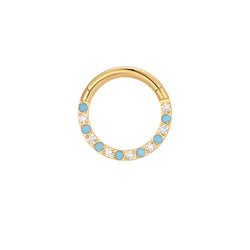 Turquoise and White CZ Pavé Clicker (16G)