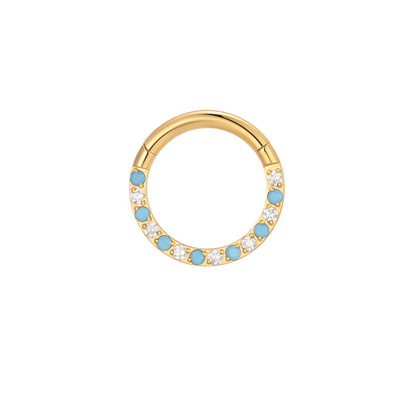 Turquoise and White CZ Pavé Clicker (16G)