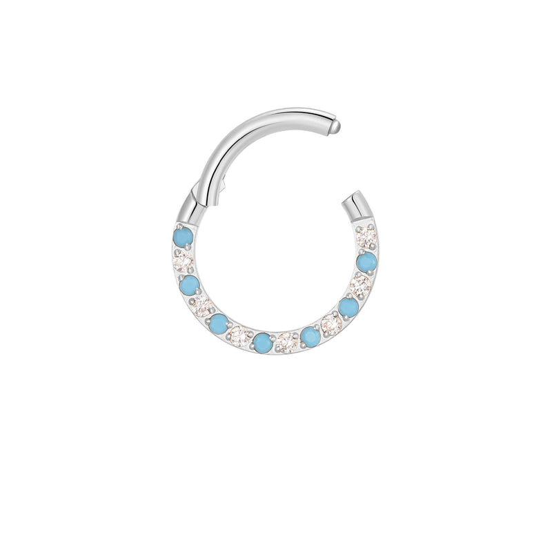 Turquoise and White CZ Pavé Clicker (16G)