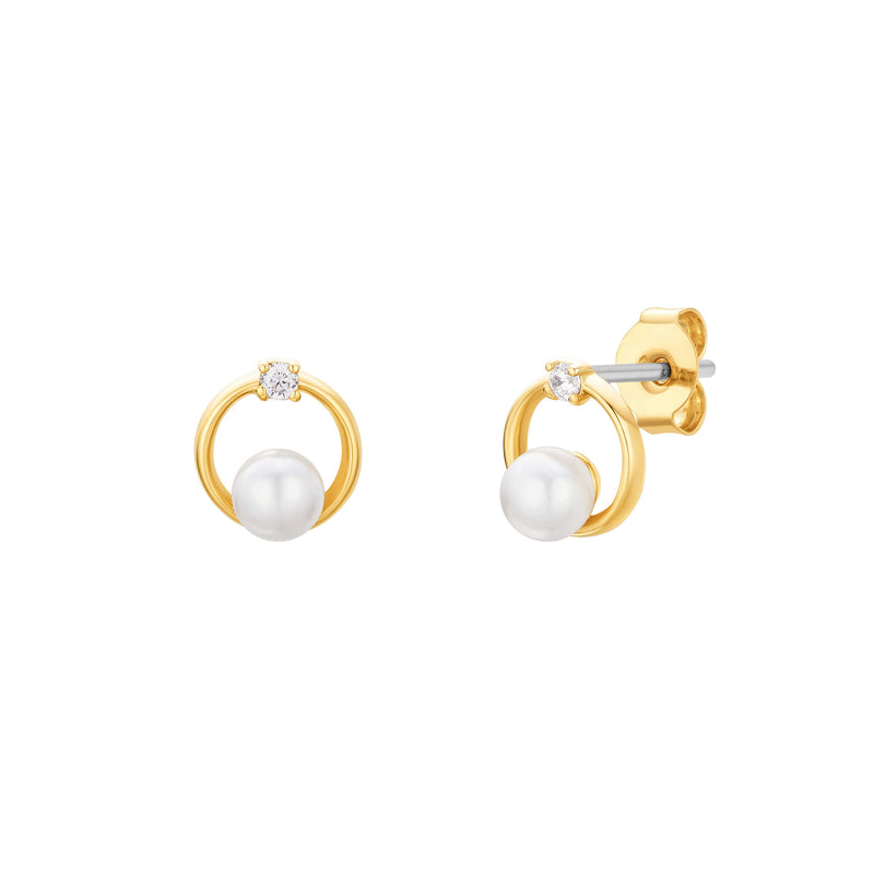 CZ and Pearl Circle Earrings