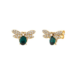 Green Royal Bee Earrings