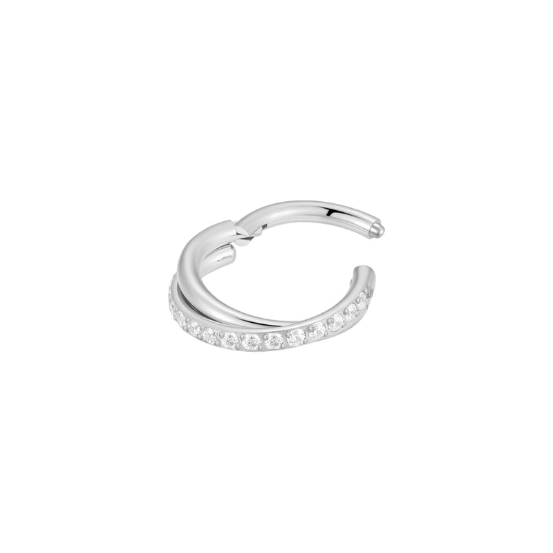 White Pavé Side Twist Clicker (16G)