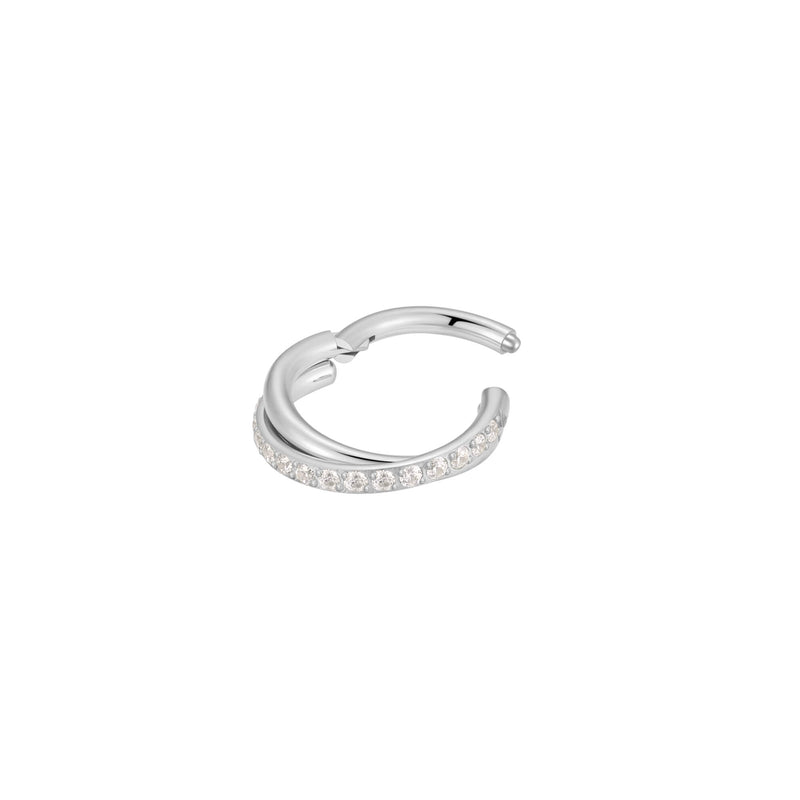 White Pavé Side Twist Clicker (16G)