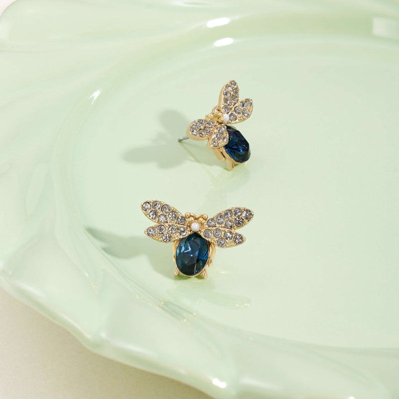 Navy Royal Bee Earrings