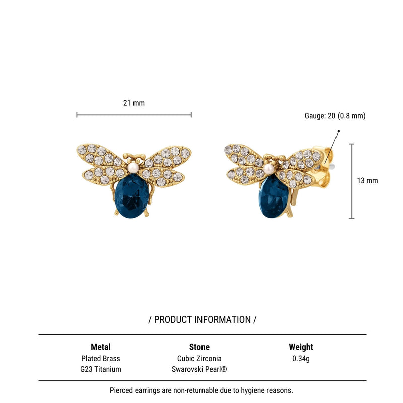 Navy Royal Bee Earrings