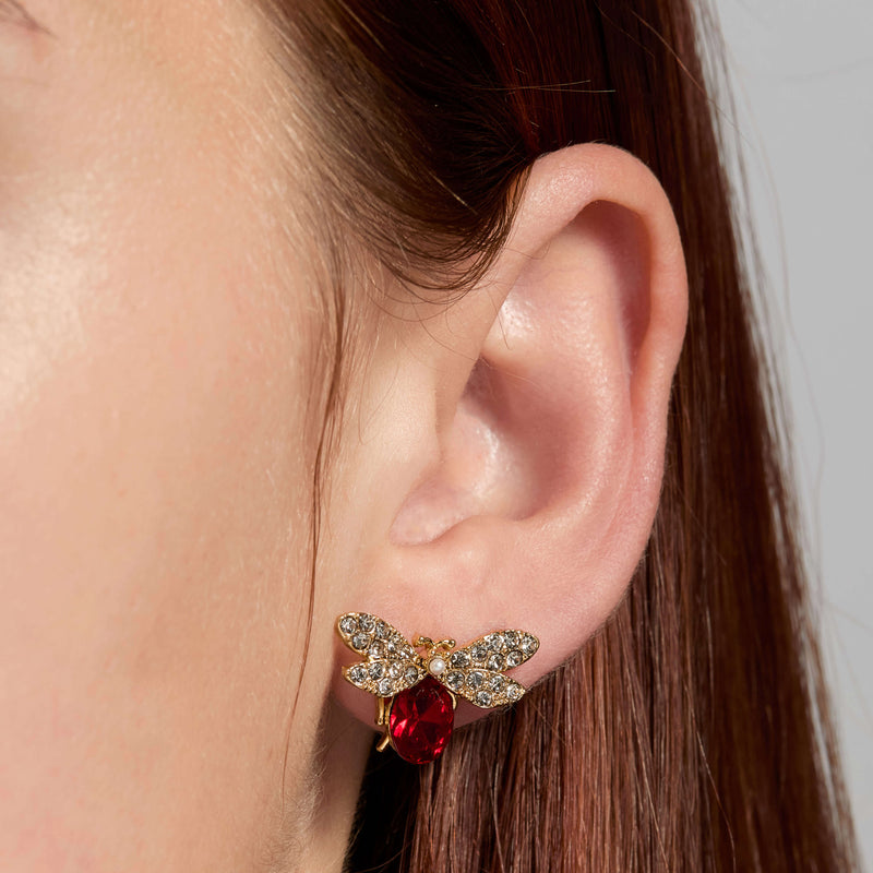 Red Royal Bee Earrings