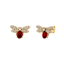 Red Royal Bee Earrings