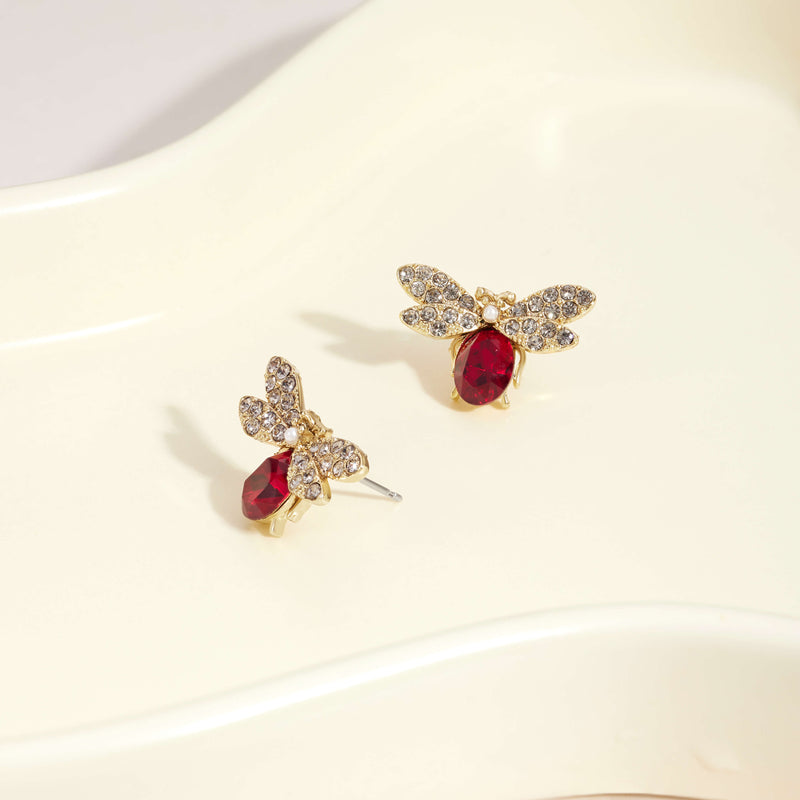 Red Royal Bee Earrings