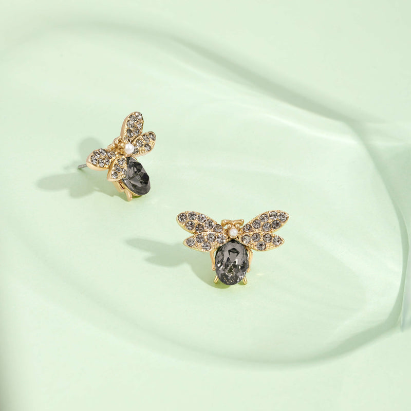 Grey Royal Bee Earrings