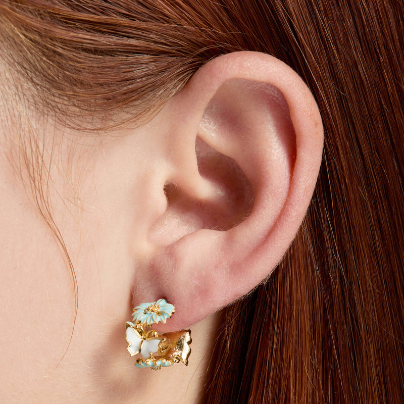 Flower and Butterfly Statement Hoops